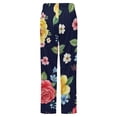 thumbnail image 6 of Floral Pattern Vibrant Roses Dark Background Winter Female Pants Flannel High Waist Women Pants Lady Warm Straight Leg Plush Trousers, 6 of 7