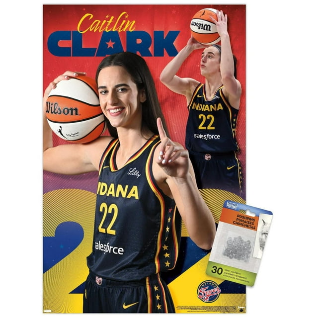 WNBA Indiana Fever - Caitlin Clark 24 Wall Poster, 14.725" x 22.375" Framed
