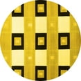 thumbnail image 1 of Ahgly Company Machine Washable Indoor Round Checkered Yellow Modern Area Rugs, 7' Round, 1 of 4