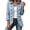 Blue, variant on Gingham Jackets for Women Ruffle Open Front Double Breasted Collared Long Sleeve Lined Light Layer with a Tank for Cool Fall Days