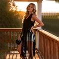 thumbnail image 5 of WCJM Women's Camis Womens 70s Western Vest Open Front Long Cardigan Sleeveless Jacket Coat(Black,M), 5 of 7