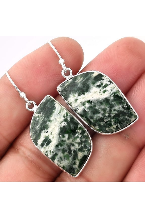 Natural Dioptase 925 Sterling Silver Adult Women Earrings Jewelry SDE53165