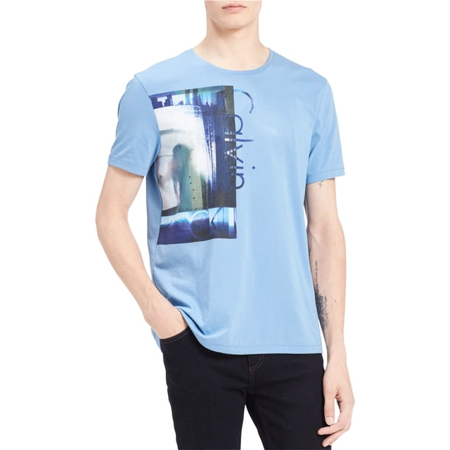 Camiseta gráfica Calvin Klein Estampado de logotipo para hombre Azul XXL