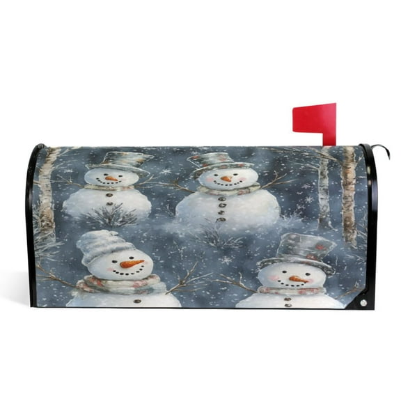 Ryvnso Mailbox Cover Christmas Snowmans in Winter Magnetic Mailbox Wrap Standard Size 21x18 Inch