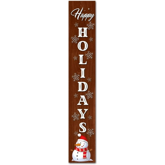 Framed Sign Wall Hanging Vertical Happy Holidays Signs ,Vertical Wall Signs For Home Decor Farmhouse Home Decor For Indoor And Outdoor Rustic Holiday Gift Party Place Wood Sign 6x16 Inch