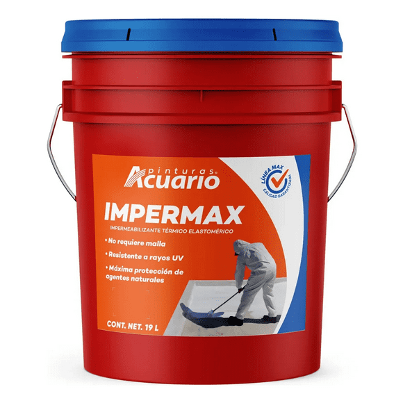 Impermeabilizante Elastomérico Impermax 5 Años 19 Litros Color Rojo Óxido Pinturas Acuario