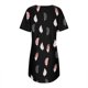 thumbnail image 5 of Gibobby Conjunto de pijama Camisón de manga corta con estampado de plumas para mujer, camisón con cuello redondo, vestido cómodo(Negro,M), 5 of 5