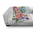 thumbnail image 3 of Flower Soft Flannel Fleece Throw Blanket, Leaves with Branch Roses Daisies and Lilacs Plants Nature Theme Vintage Art Print, Cozy Plush for Indoor and Outdoor Use, 50" x 60", Multicolor, by Ambesonne, 3 of 6