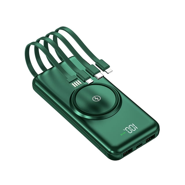 Cargador portátil inalámbrico de 30000 mAh Banco de energía con 4 cables incorporados, 6 salidas y 3 entradas Carga rápida Entrega de energía externa Paquete de batería USB-C