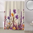 thumbnail image 5 of Fabric Shower Curtain, Purple Poppy Lavender Gold Daisy Watercolor Floral Linen Shower Curtains with 12 Hooks Waterproof Machine Washable Bath Curtains for Bathroom,54 x 78in, 5 of 6