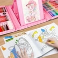 Wiher 208 Pcs Portable Drawing Art Kit, Kids Painting Supplies Set with Oil Pastels Crayons Colored Pencils Etc, Easy to Clean Safe Ingredients for Kids and Teenagers Birthday & Christmas Gift(Pink)
