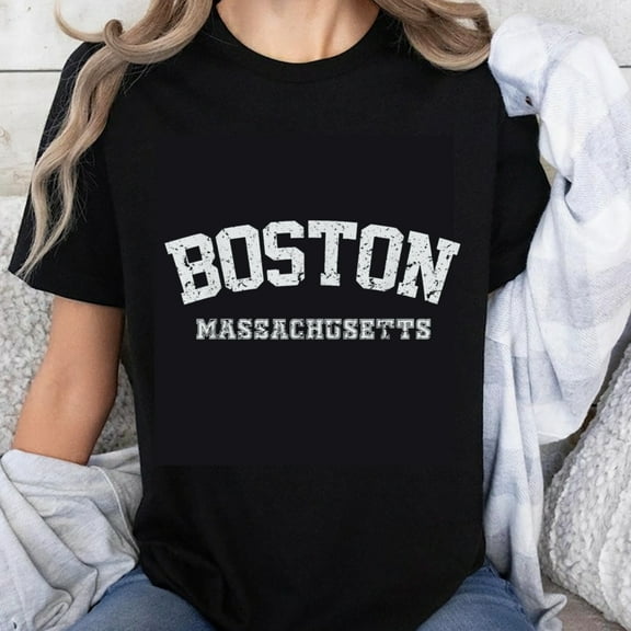 100% Cotton Boston Massachusetts Vintage Style T-Shirt for Women Men Unisex Casual Streetwear Top Graphic Tee Shirt