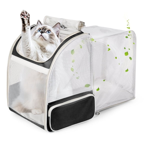 LAIRIES Square Back Expandable Dog & Cat Carrier Backpack, Breathable,Perfect for Summer