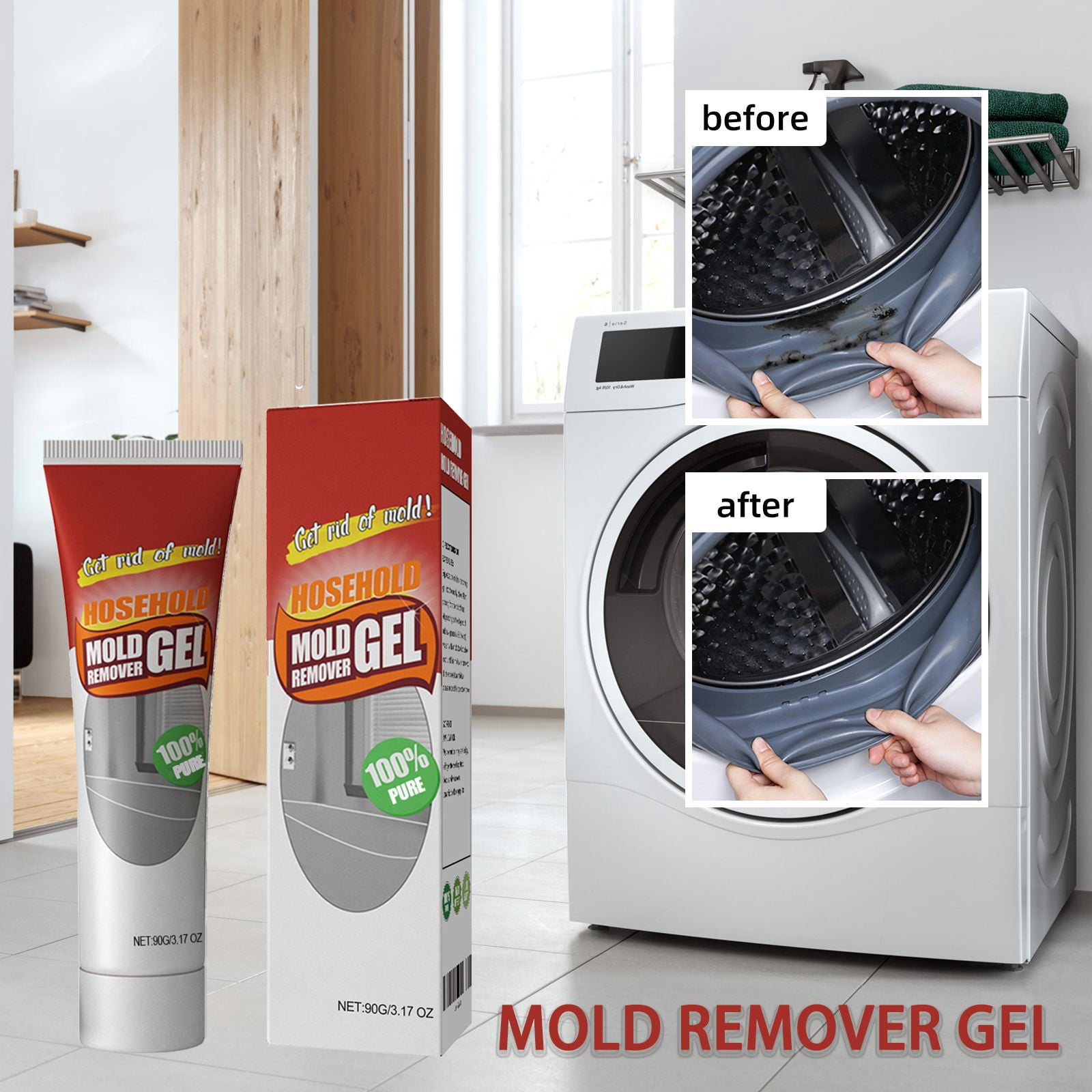 Alvantor Mold Remover Gel for Bathroom and Kitchen, Black Mold Stain Cleaner, 3.17oz