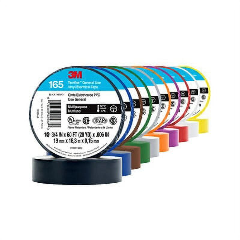 3M Temflex Solvent-Free Vinyl Electrical Tape (165): 3/4 in. x 60 ft. (Orange) 10-pack