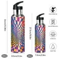 thumbnail image 2 of Yayeee 20oz Insulated Water Bottle Double Wall Stainless Steel with Flip Straw Lid, Colorful Wavy Plaid, 2 of 7