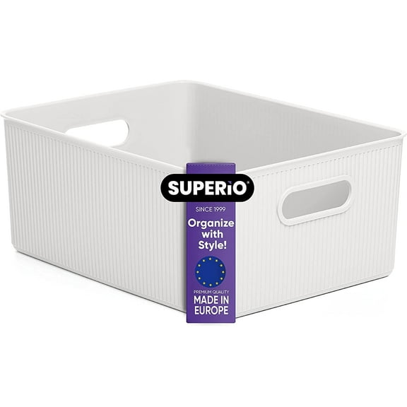 Superior 15 L Ribbed Storage Bin White
