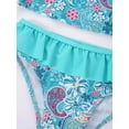 thumbnail image 4 of MSemis Girls Mermaid Swimsuit 2-Pieces Rash Guard Sets Bathing Suit, Size 3T-16 Green Flowers 6, 4 of 6