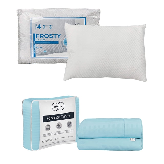 Juego de Sábanas Individual Trinity Azul Cielo + Almohada Frosty
