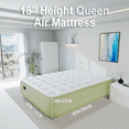 thumbnail image 3 of Queen Air Mattress,18-Inch Inflatable Bed with Built-in Pump, Top Plush Velvet Material Air Bed,3Minute Quick Inflation/Deflation,Suitable for Camping& Guests& Home,Green, 3 of 9