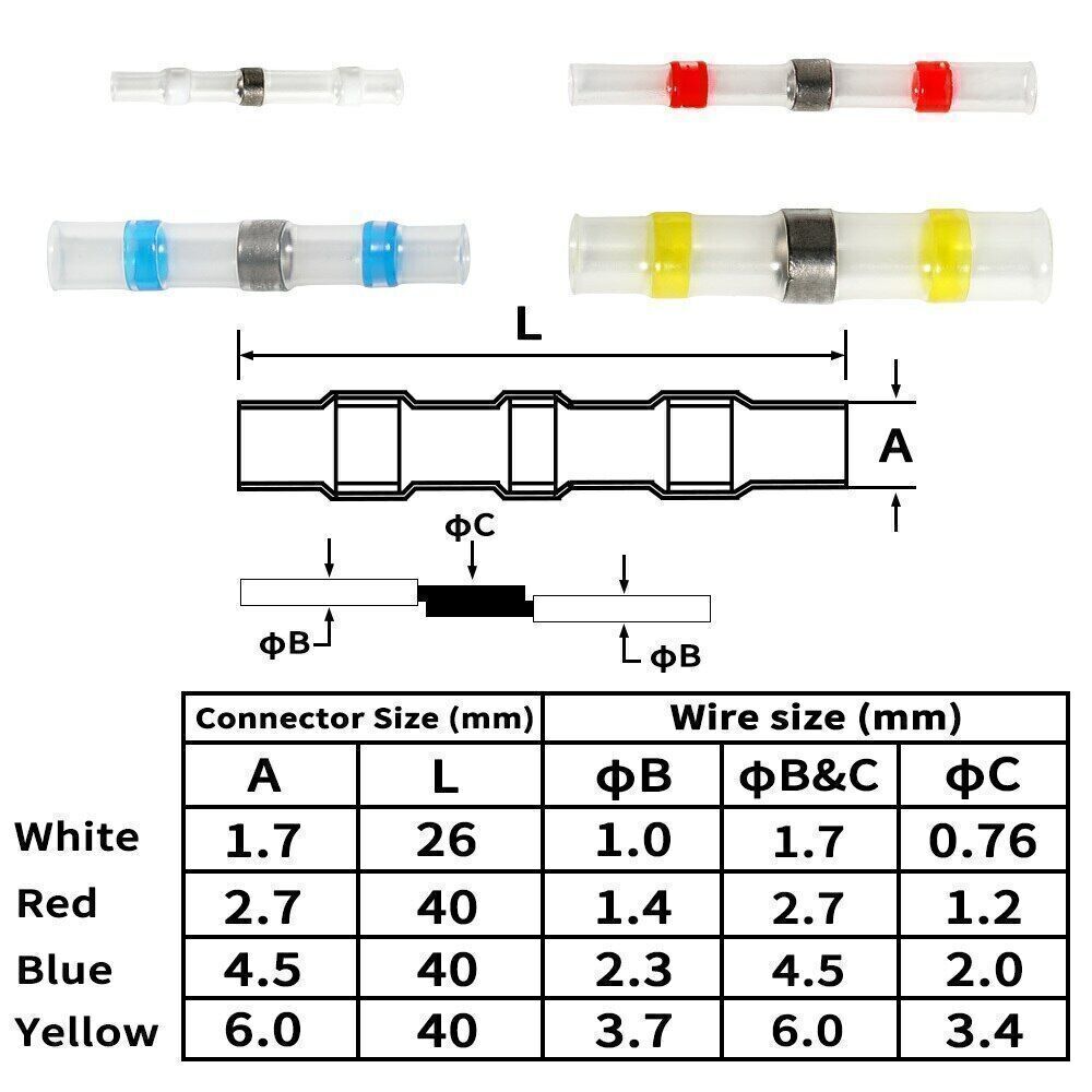 1000x Blue Heat Shrink Wire Connector Terminal Waterproof Solder Seal Sleeve