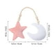 thumbnail image 2 of EeaseMX Adorno colgante de cuentas de madera de luna y estrella para cama de bebé, tienda de juegos, habitación, cuna (luna blanca y estrella rosa), 2 of 7