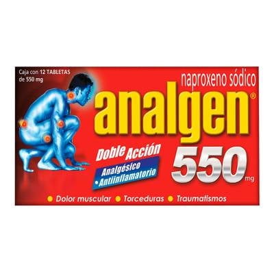 ANALGEN DOBLE ACCION 550 MG C/12 TABS ROJO