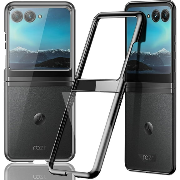 Cheeroll Electroplating Shockproof Flip Cell Phone Case for Motorola Razr Plus 2023, Black