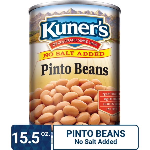 Kuner's No Salt Added Pinto Beans, 15.5 oz (Pack of 12)