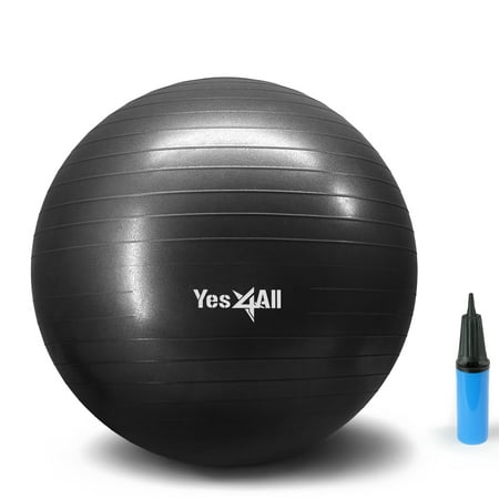 Yes4All Yoga Exercise Ball with Pump (Hand) – Anti Burst & Extra Thick Stability Ball / Balance Ball / Fitness Ball – Small Yoga Ball (55 cm, (Best Exercises For Improving Balance)