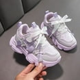 thumbnail image 4 of Dakaela Toddler Chunky Sneakers Girls Shiny Sparkly Dad Walking Shoes Lace up Little Kids Casual Thick Sole Outdoor Running Footwear Purple 12.5, 4 of 8