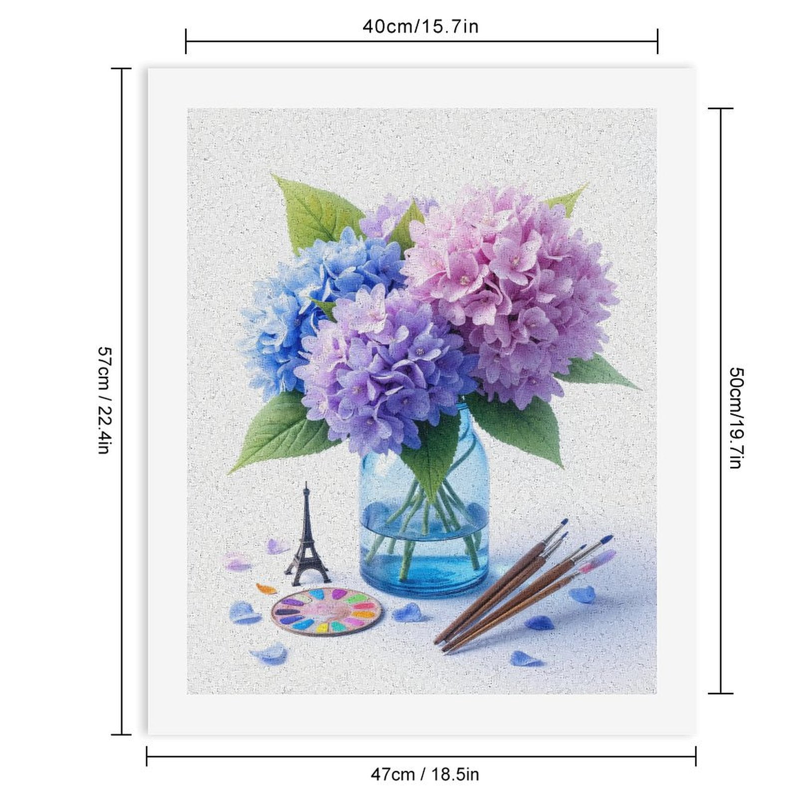 Paint By Numbers Kit for Adults Beginner - DIY Hydrangea Art Supplies Eiffel Vase Canvas Painting Kits for Adults, Frameless Paint By Number for Adults for Home Wall Decor 16x20 Inch