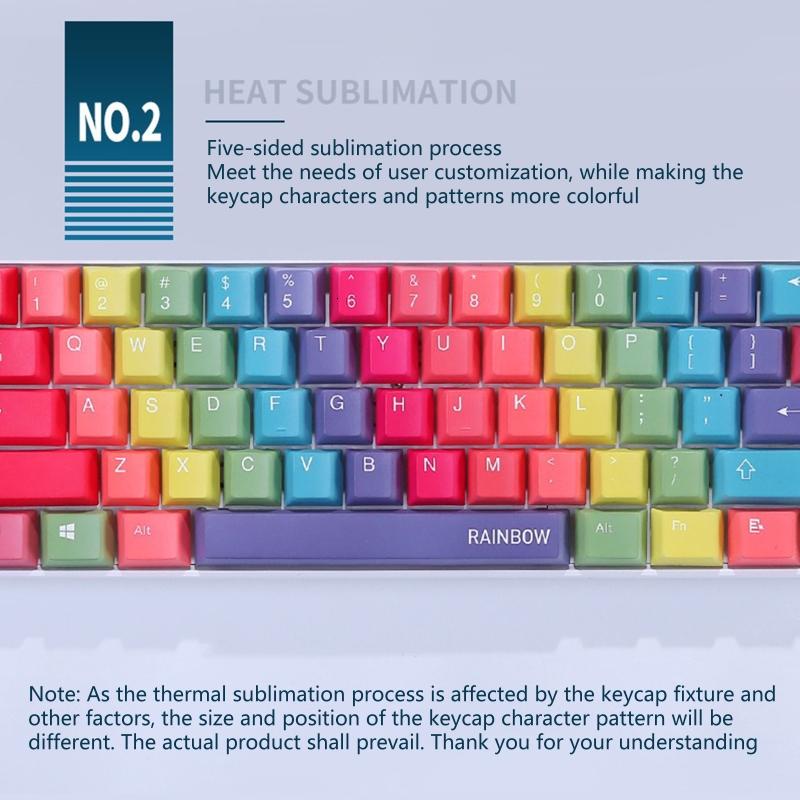 LIANXUE Rainbow Theme Keycaps 114-Key PBT Dye Subbed For MX Switch Mechanical Keyboard