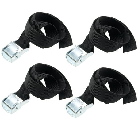 Cam Lock Tie Down Straps - 0.5M x 25mm Lashing Strap Cargo Tie Down Straps Cam Lock Buckle Up to 250Kg, Black, 4Pcs