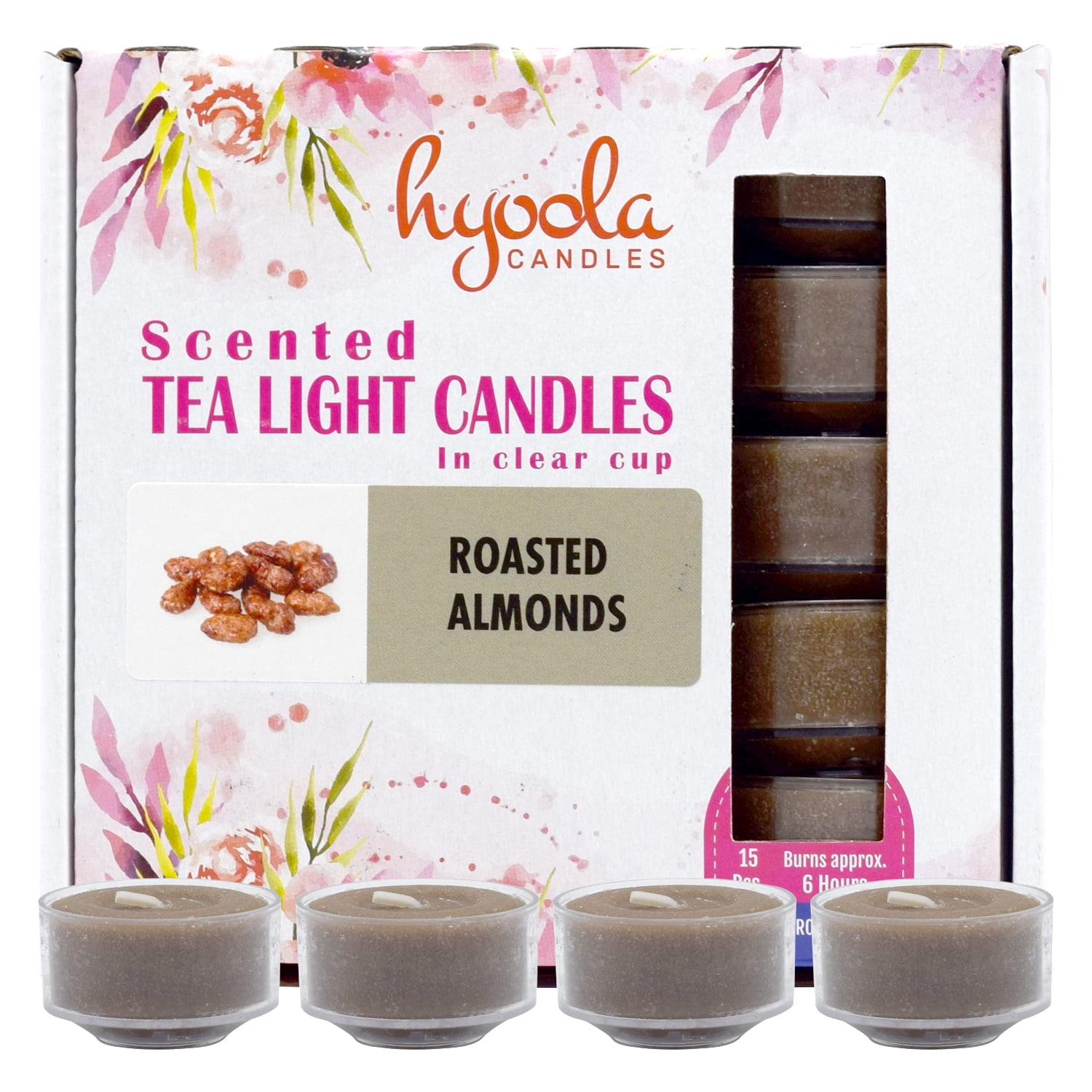 European Made HYOOLA Scented Tealight Candles 6 Hour Burn Time Roasted