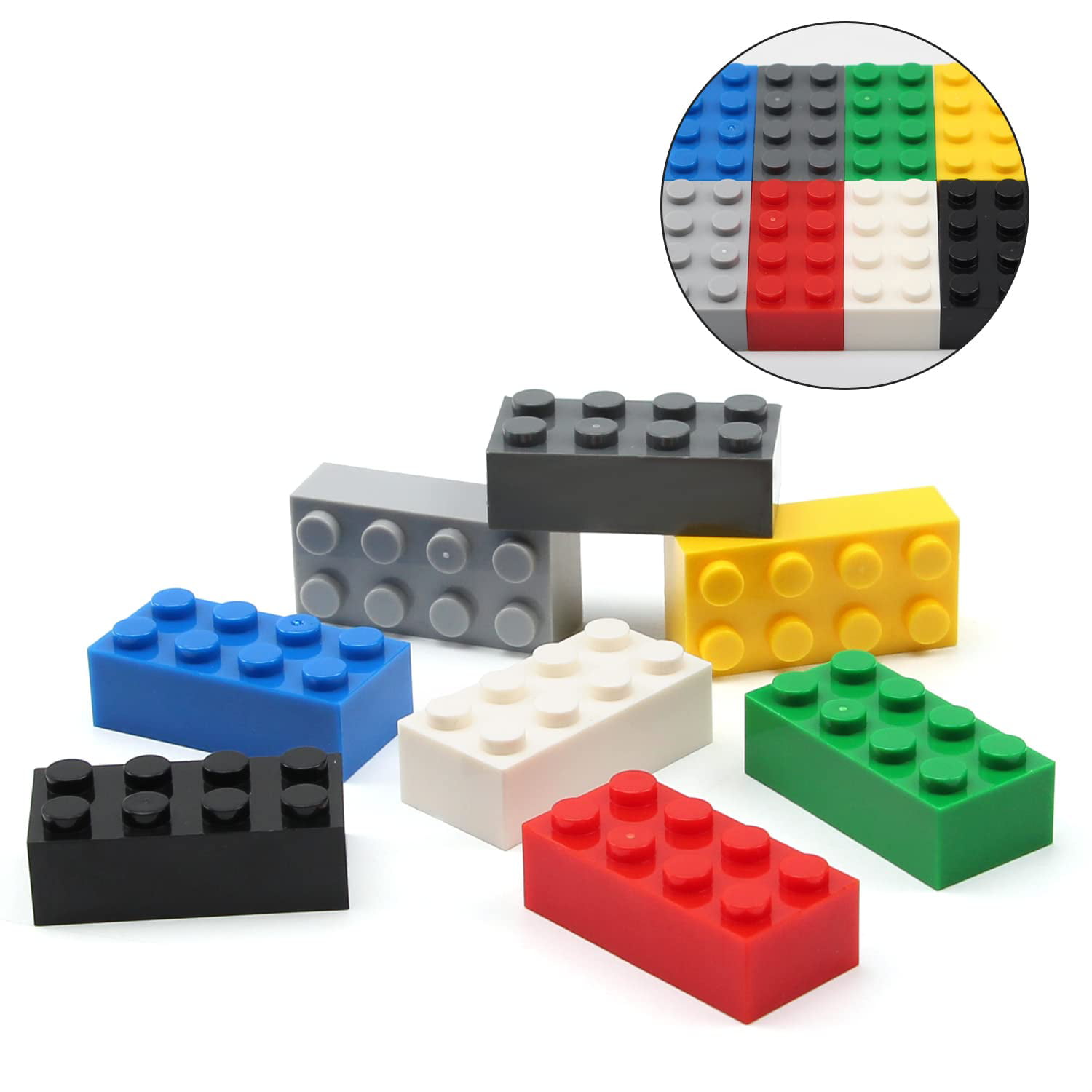 Classic Building Bricks 2 x 4 100 Piece, Compatible with Lego Parts 3001,  Creative Play Set - 100% Compatible with Lego and All Major Brick