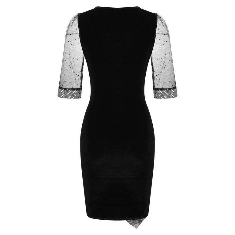 Fashion 2023 Lindreshi Homecoming Dresses Plus Size Women Casual V-Neck  Irregular Sequin Mesh Half Sleeve Dress Evening Dresses