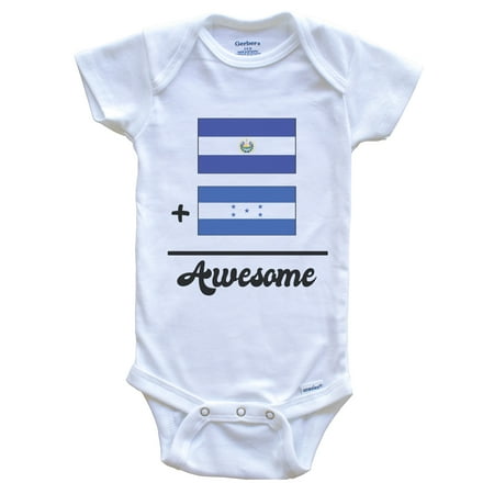 

El Salvador Plus Honduras Equals Awesome Cute Salvadorian Honduran Flags One Piece Baby Bodysuit