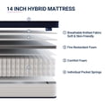 thumbnail image 3 of Avenco Breezure Pocket Spring Hybrid King Size Mattress 14 inch Motion Isolation Mattresses in a Box,Medium Firm, 3 of 13