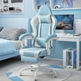 thumbnail image 3 of Furmax High Back Massage Gaming Chair with Footrest PU Leather Racing Computer Chair with Lumbar Support Ergonomic Office Chairs, Light Blue, 3 of 7