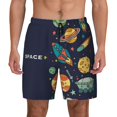 thumbnail image 2 of Picia Space pattern Mens Swim Trunks with Compression Liner Stretch Beach Shorts Quick Dry with Zipper Pockets No-Chafing Board Shorts-, 2 of 9