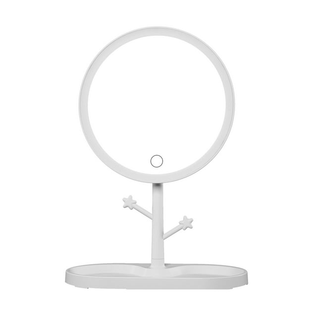 Miroir de Maquillage à LED avec Lumière, Lampe de Maquillage de Rangement pour Dames, Miroir de Coiffeuse de Bureau, Forme Ronde, Miroirs Cosmétiques, Largement Utilisé