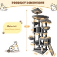 thumbnail image 3 of Merrland 82" Multi-Level Large Cat Tree Tower for Indoor Kitties, Cat Furniture with Plush Condo Hammock Top Perch, Sisal Scratching Posts & Ramp, Gray, 3 of 9