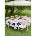 thumbnail image 4 of Outdoor Tablecloth with Umbrella Hole for Patio/Picnic/Party/Camping, 4th of July Star Cute Waterproof Table Cloth Rectangle Table Cover Washable, Wooden Striped Farmhouse (60"x 84"), 4 of 9