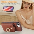 thumbnail image 3 of Compatible with iPhone 16e/SE 2025/SE 4 Wallet Phone Case Screen Protector Ring Crossbody Strap Stand Credit Card Holder RFID Cell Cover for i Phone16e i16e 16 e SE4 4th Generation Women Girls Brown, 3 of 9