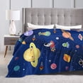 thumbnail image 2 of Space Blanket for Kids Boys Space Throw Blanket Galaxy Astronaut Planet Pattern Blanket Space Travel Blanket Lightweight Super Warm Soft Cozy Plush Fleece Flannel Blanket for Sofa Navy Blue 50"X40", 2 of 6