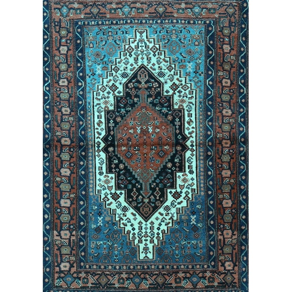 Ahgly Company Indoor Rectangle Persian Light Blue Traditional Area Rugs, 8' x 10'