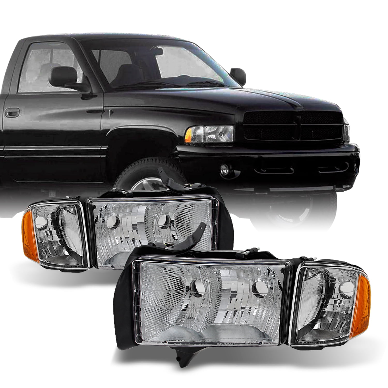 - 1-Pair Black Replacement Tail Light Unit Sport Package Dodge RAM Pickup 