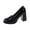 Black, variant on Xfvqtps Ladys Mary Jane High-Heeled Shoes Bowknot Chunky Heel Round Toe Princess Grace Patent Leather Shoes Heel High 6CM Pink