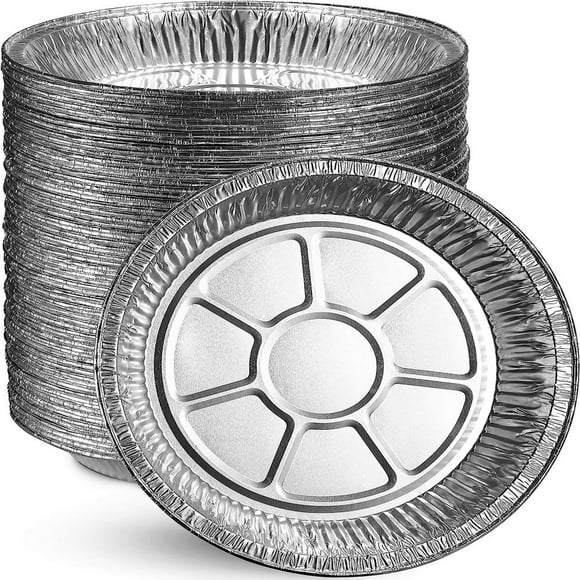HAOAN 9 inch Pie Pans (50 pack) by - Disposable Aluminum Foil Pie Tins Heavy-duty Baking Tin Plates Standard Size Silver